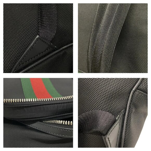 GUCCI Shelly (Web) Black Nylon Canvas Leather Backpack bran-1230-090825 - Picture 7 of 14